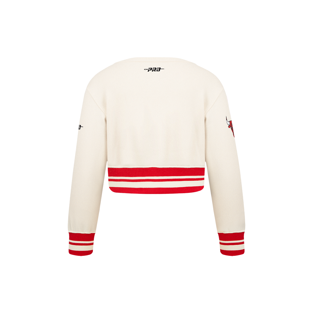 NBA CHICAGO BULLS RETRO CLASSIC CHANDAIL À COL ROND EN MOLLETON CÔTELÉ POUR FILLE ENFANT (COQUILLE D'ŒUF/ROUGE)