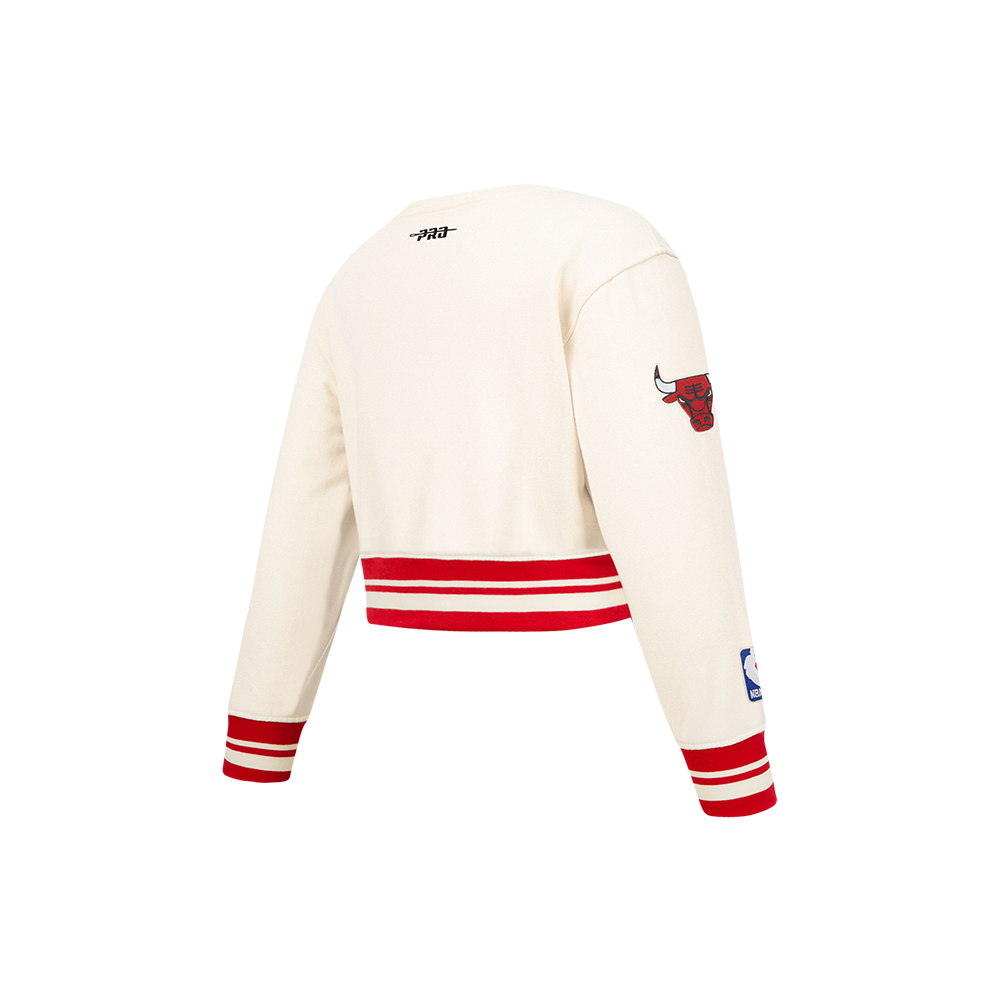 NBA CHICAGO BULLS RETRO CLASSIC CHANDAIL À COL ROND EN MOLLETON CÔTELÉ POUR FILLE ENFANT (COQUILLE D'ŒUF/ROUGE)