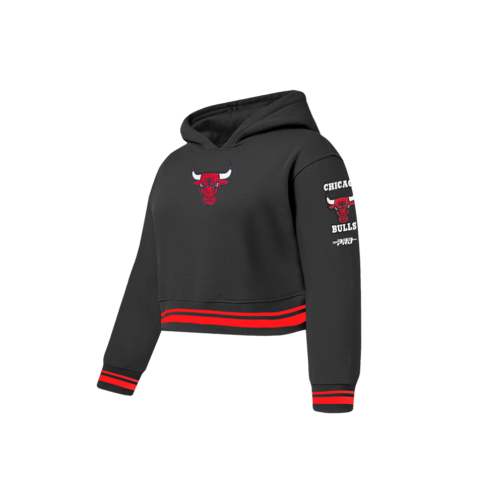 NBA CHICAGO BULLS RETRO CLASSIC CHANDAIL À CAPUCHON EN MOLLETON CÔTELÉ POUR FILLE ENFANT (NOIR/ROUGE/NOIR)