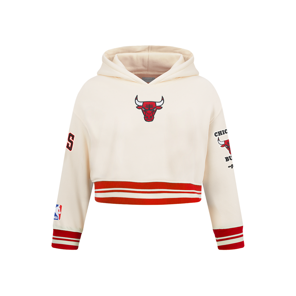 NBA CHICAGO BULLS RETRO CLASSIC CHANDAIL À CAPUCHON EN MOLLETON CÔTELÉ POUR FILLE ENFANT (COQUILLE D'ŒUF/ROUGE)