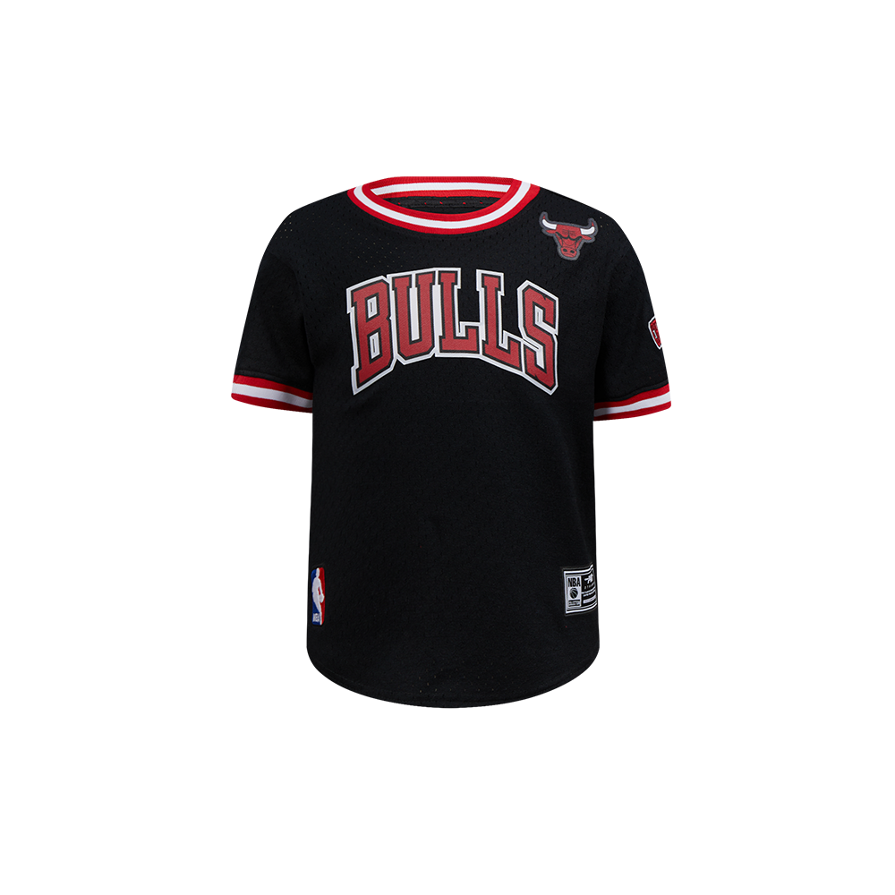 NBA CHICAGO BULLS CLASSIC T-SHIRT EN FILET À MANCHES COURTES POUR GARÇON BAMBIN (NOIR/ROUGE)