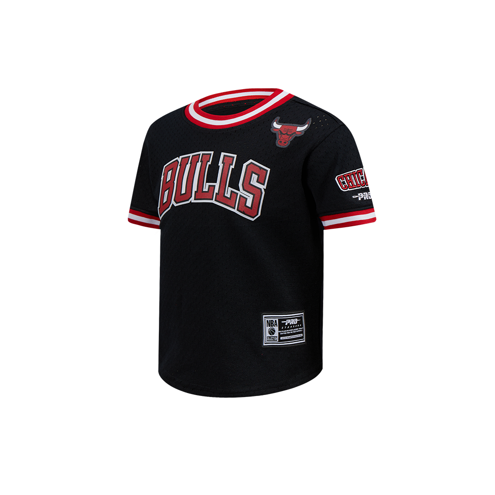 NBA CHICAGO BULLS CLASSIC T-SHIRT EN FILET À MANCHES COURTES POUR GARÇON BAMBIN (NOIR/ROUGE)