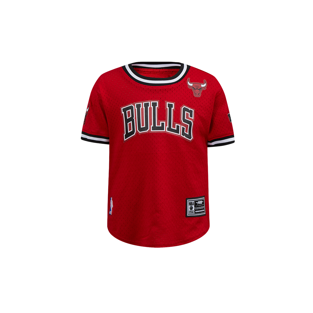 NBA CHICAGO BULLS CLASSIC T-SHIRT EN FILET À MANCHES COURTES POUR GARÇON BAMBIN (ROUGE/NOIR)
