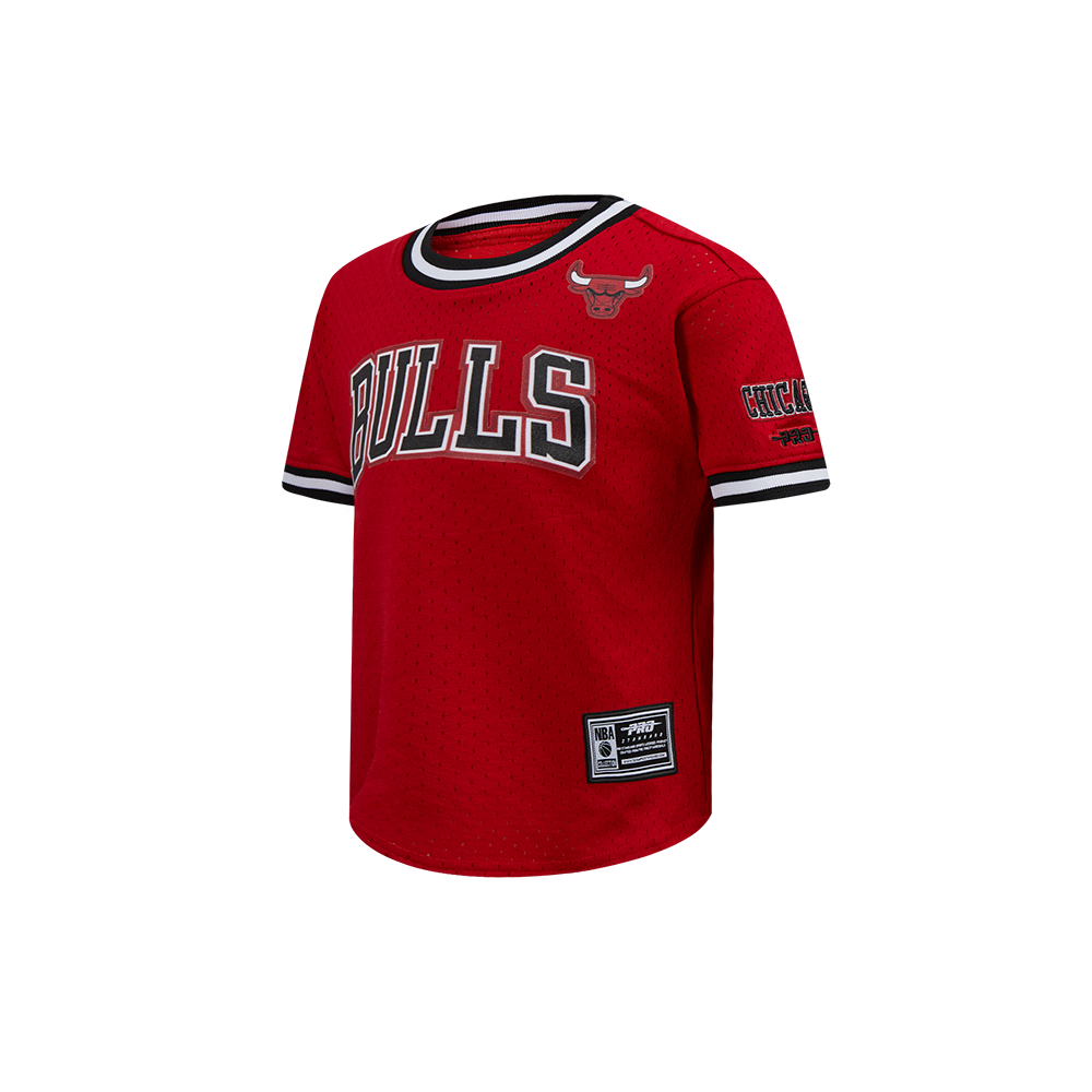 NBA CHICAGO BULLS CLASSIC T-SHIRT EN FILET À MANCHES COURTES POUR GARÇON BAMBIN (ROUGE/NOIR)
