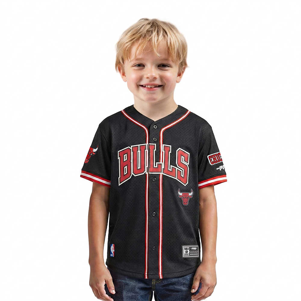 NBA CHICAGO BULLS CLASSIC CHEMISE BOUTONNÉE EN FILET POUR GARÇON BAMBIN (NOIR/ROUGE)