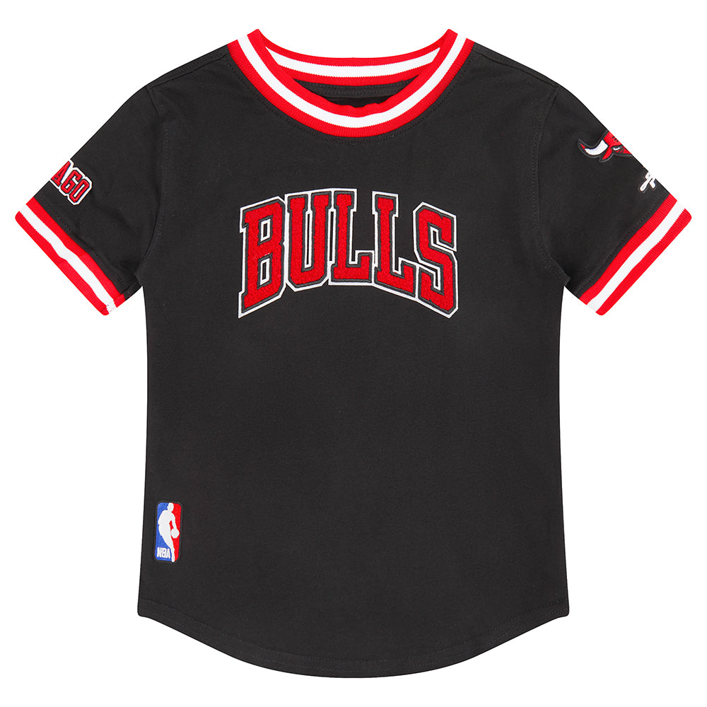 NBA CHICAGO BULLS CLASSIC TODDLER BOY'S SHORT SLEEVE STRIPED RIB TEE (BLACK/RED)