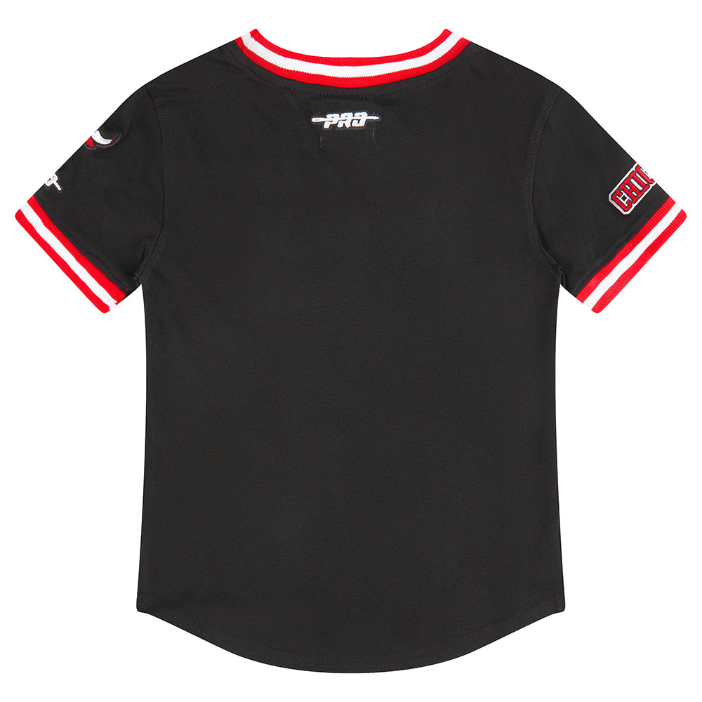 NBA CHICAGO BULLS CLASSIC TODDLER BOY'S SHORT SLEEVE STRIPED RIB TEE (BLACK/RED)