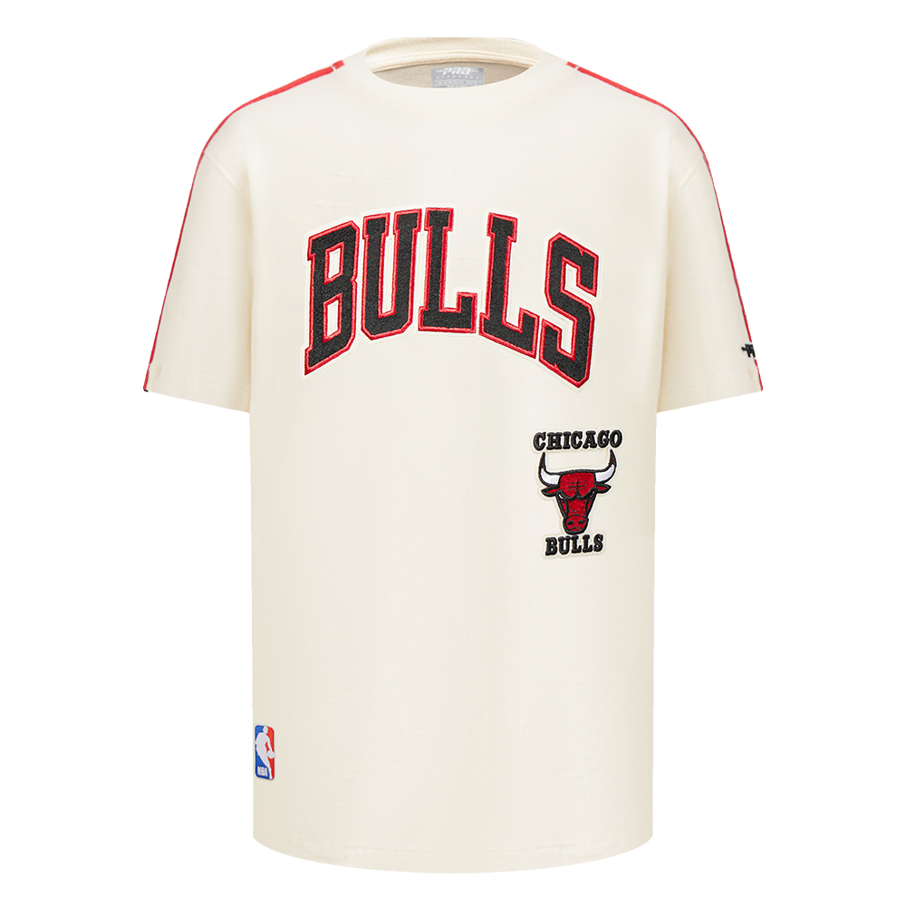NBA CHICAGO BULLS RETRO CLASSIC T-SHIRT À BANDES À MANCHES COURTES POUR GARÇON BAMBIN (COQUILLE D'ŒUF/ROUGE)