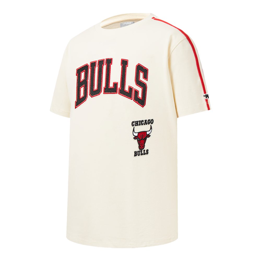 NBA CHICAGO BULLS RETRO CLASSIC T-SHIRT À BANDES À MANCHES COURTES POUR GARÇON BAMBIN (COQUILLE D'ŒUF/ROUGE)