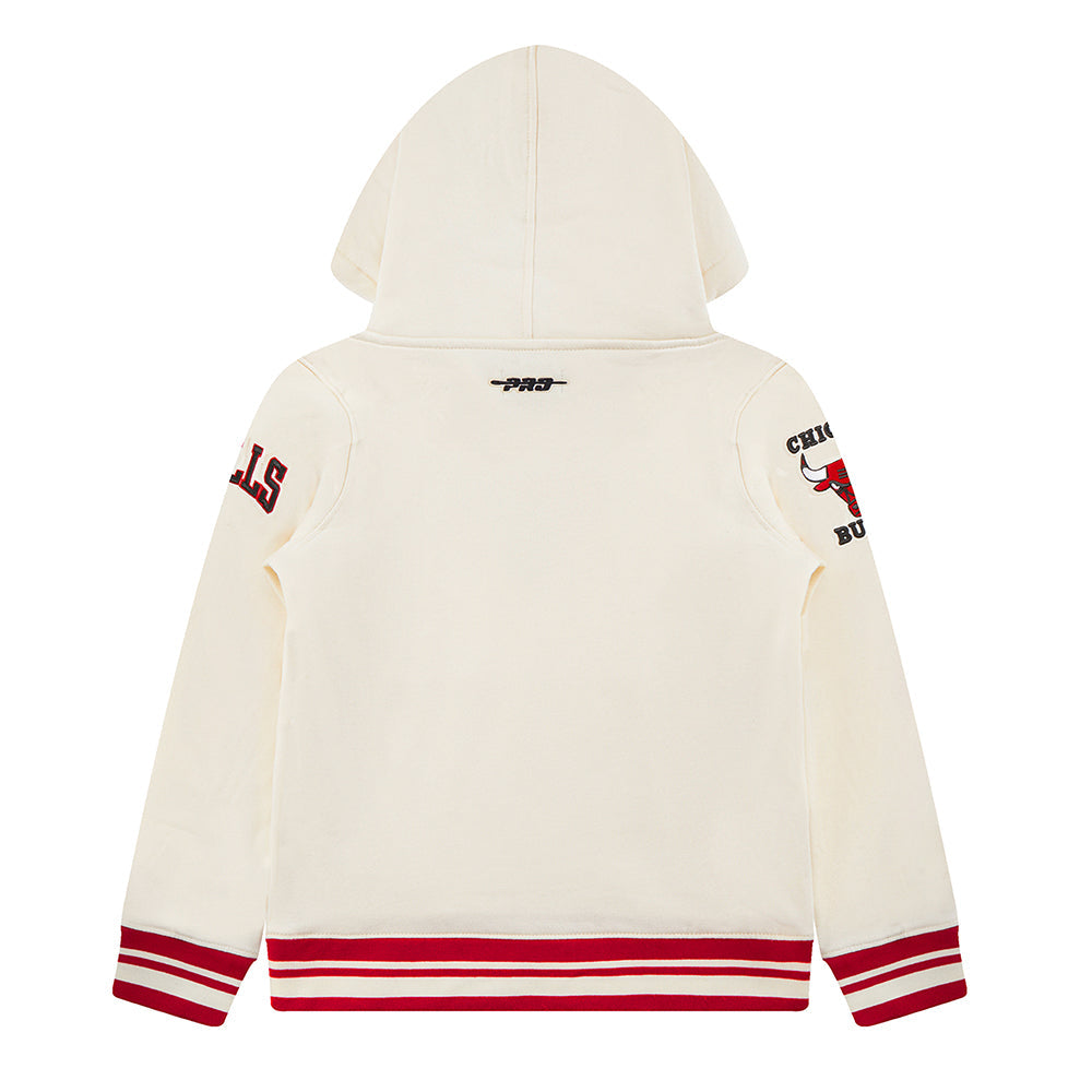 NBA CHICAGO BULLS RETRO CLASSIC TODDLER BOYS RIB FLEECE PULLOVER HOODIE (EGGSHELL/ RED)