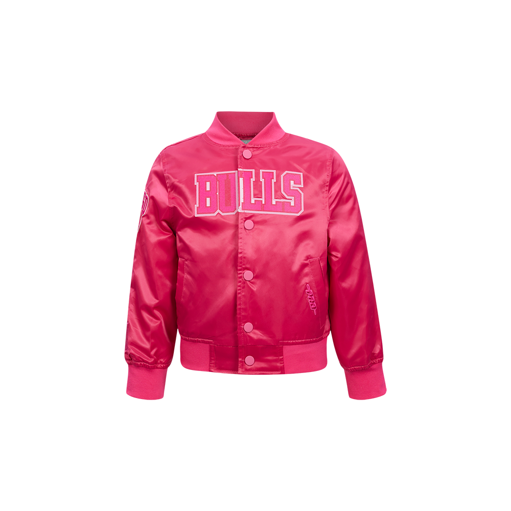 NBA CHICAGO BULLS TRIPLE PINK BIG GIRL'S SATIN JACKET (BEETROOT PURPLE)