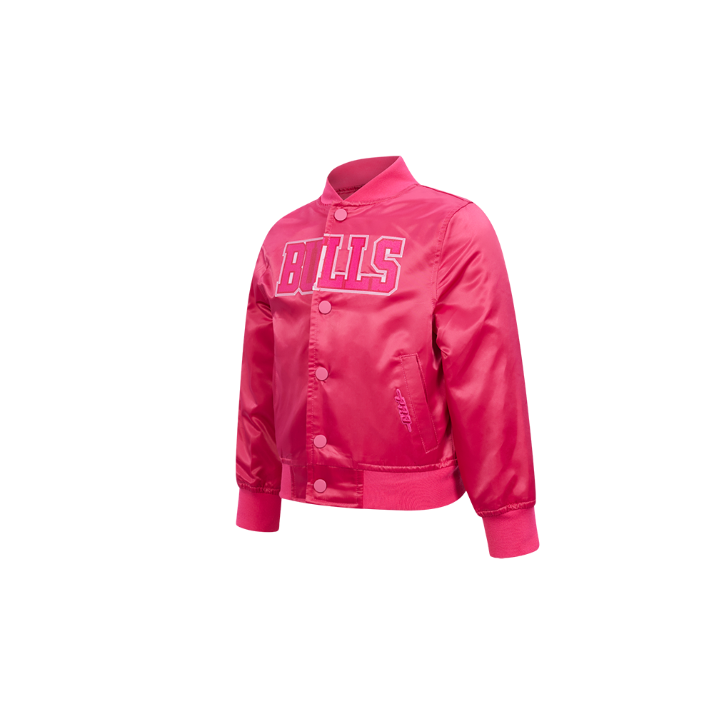 NBA CHICAGO BULLS TRIPLE PINK BIG GIRL'S SATIN JACKET (BEETROOT PURPLE)