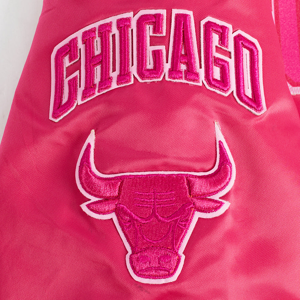 NBA CHICAGO BULLS TRIPLE PINK BIG GIRL'S SATIN JACKET (BEETROOT PURPLE)