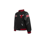 NBA CHICAGO BULLS RETRO CLASSIC BLOUSON COLLÉGIAL EN LAINE À BORDS CÔTELÉS POUR GARÇON BAMBIN (NOIR/ROUGE/NOIR)