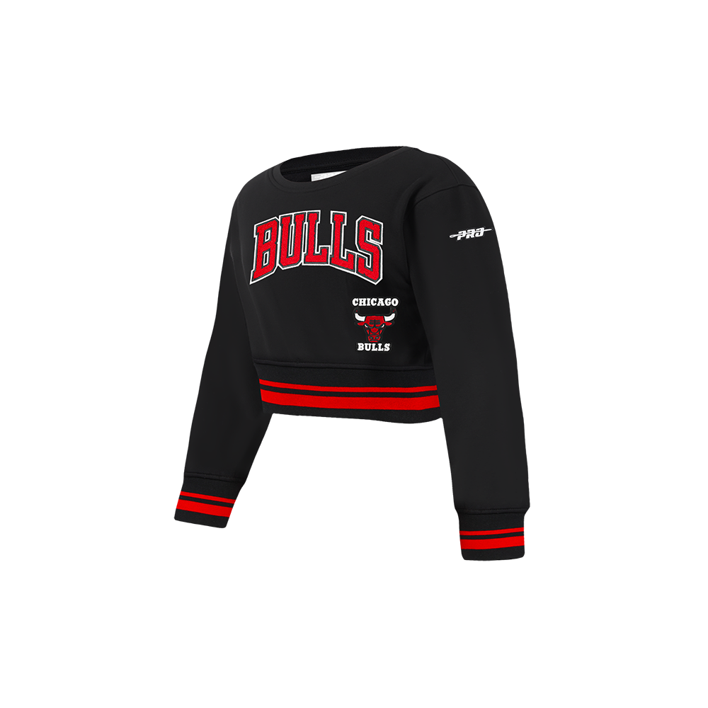 NBA CHICAGO BULLS CLASSIC T-SHIRT À COUPE CARRÉE À MANCHES COURTES POUR FILLE BAMBIN (NOIR)