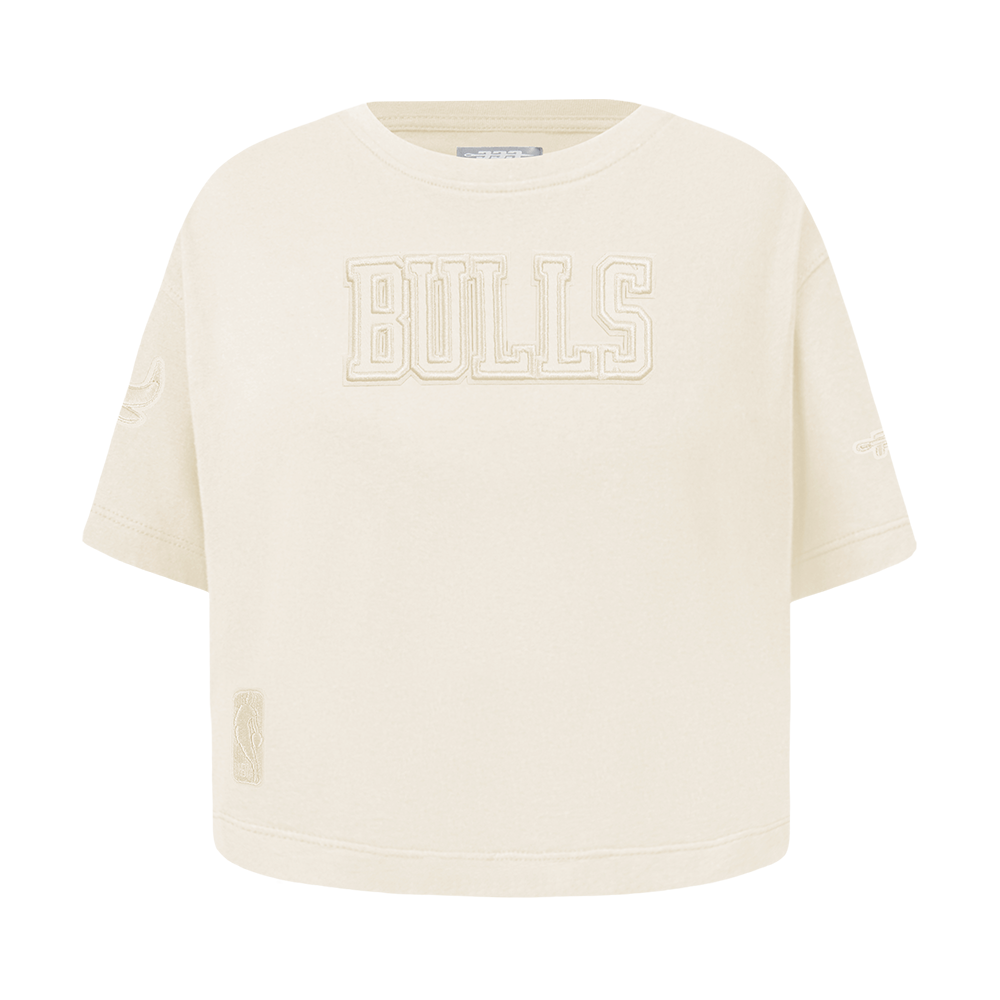 NBA CHICAGO BULLS NEUTRAL TODDLER GIRL'S SHORT SLEEVE BOXY TEE (EGGSHELL)