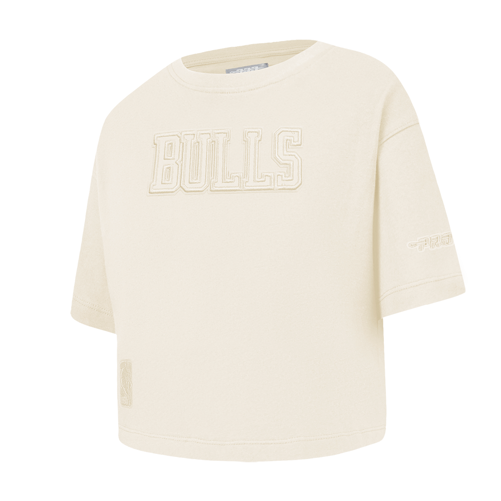 NBA CHICAGO BULLS NEUTRAL TODDLER GIRL'S SHORT SLEEVE BOXY TEE (EGGSHELL)