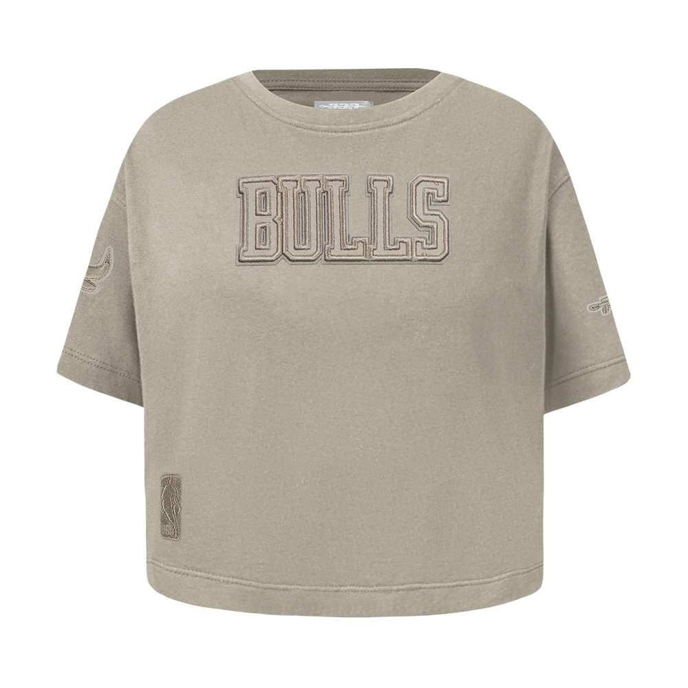 NBA CHICAGO BULLS NEUTRAL TODDLER GIRL'S SHORT SLEEVE BOXY TEE (TAUPE)