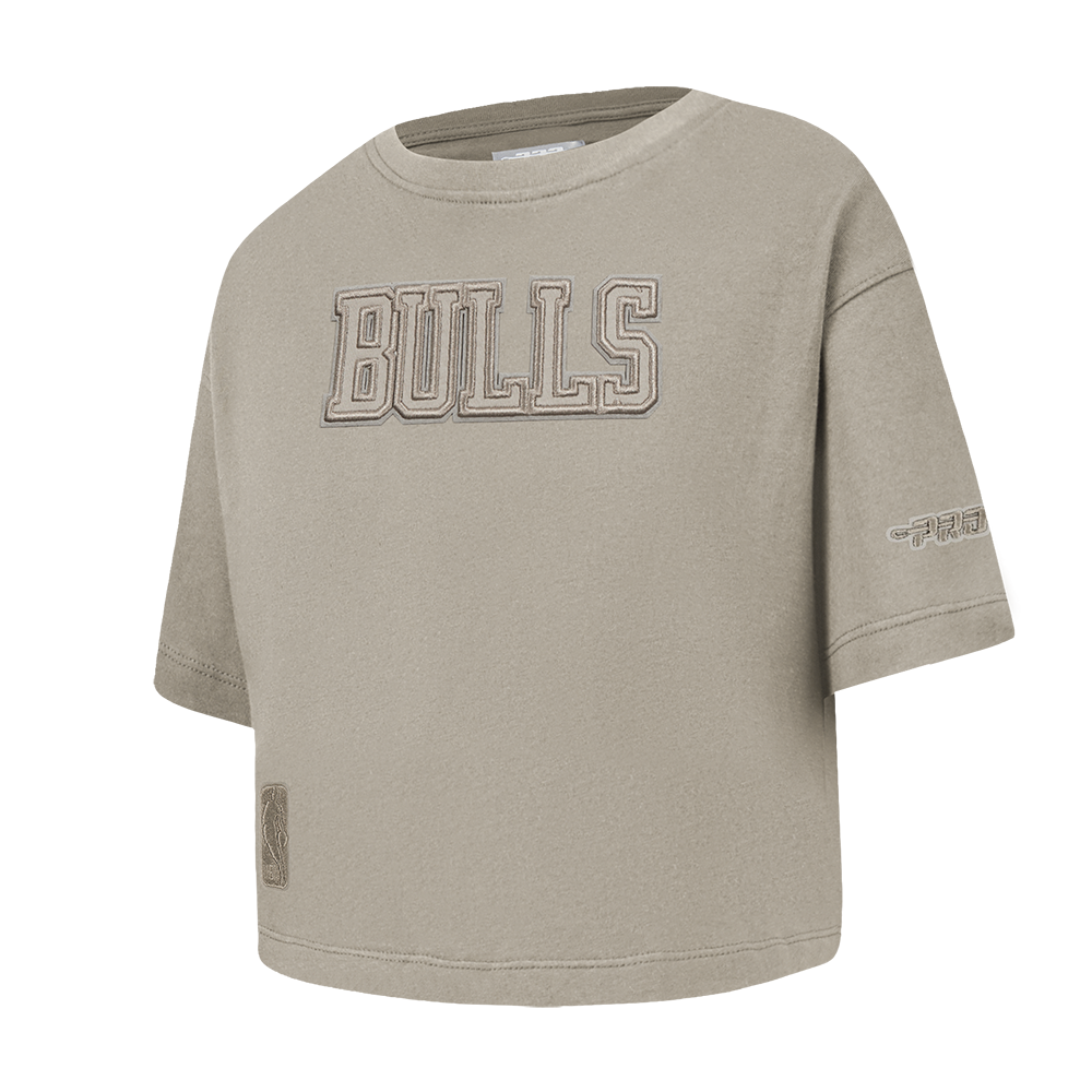 NBA CHICAGO BULLS NEUTRAL TODDLER GIRL'S SHORT SLEEVE BOXY TEE (TAUPE)