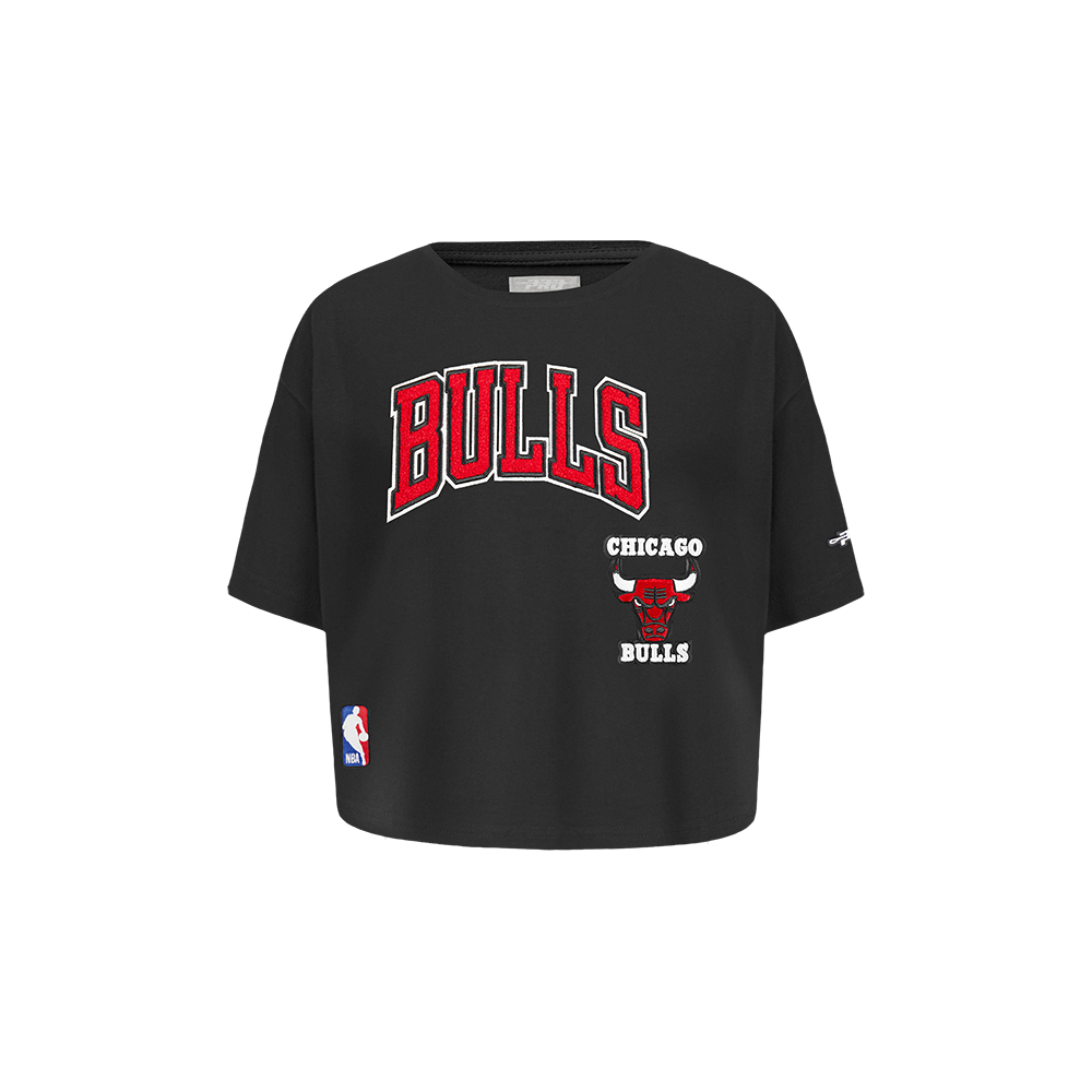 NBA CHICAGO BULLS RETRO CLASSIC TODDLER GIRL'S SHORT SLEEVE BOXY TEE (BLACK)