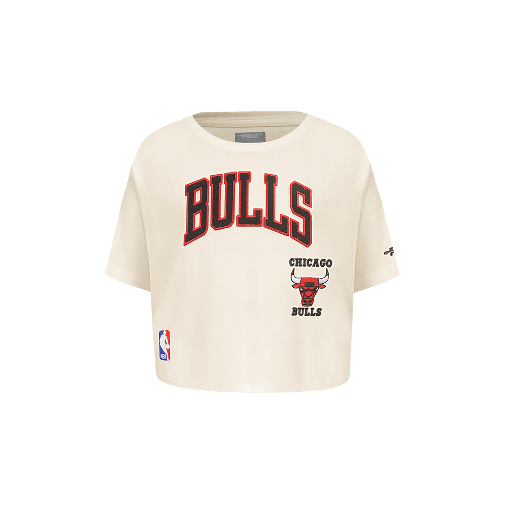 NBA CHICAGO BULLS RETRO CLASSIC TODDLER GIRL'S SHORT SLEEVE BOXY TEE (EGGSHELL)
