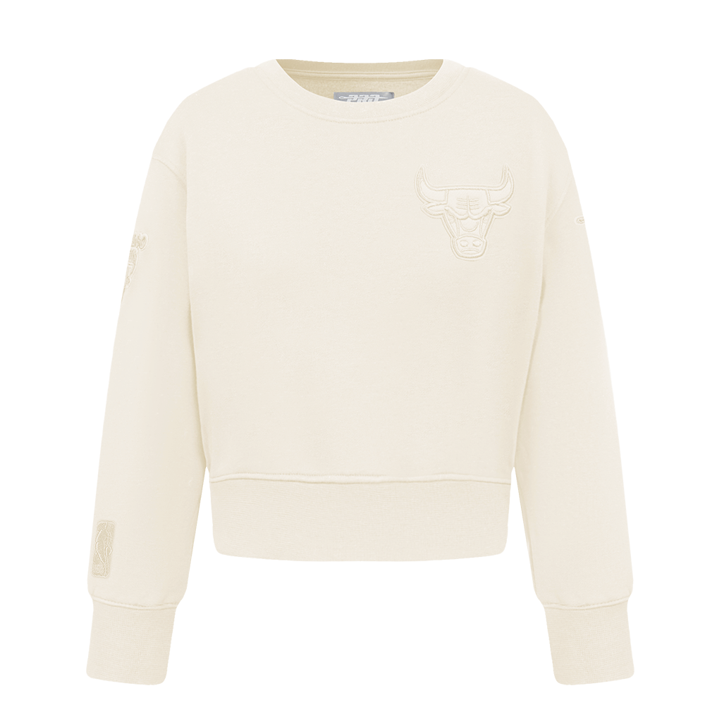 NBA CHICAGO BULLS NEUTRAL TODDLER GIRL'S FLEECE CREWNECK (EGGSHELL)