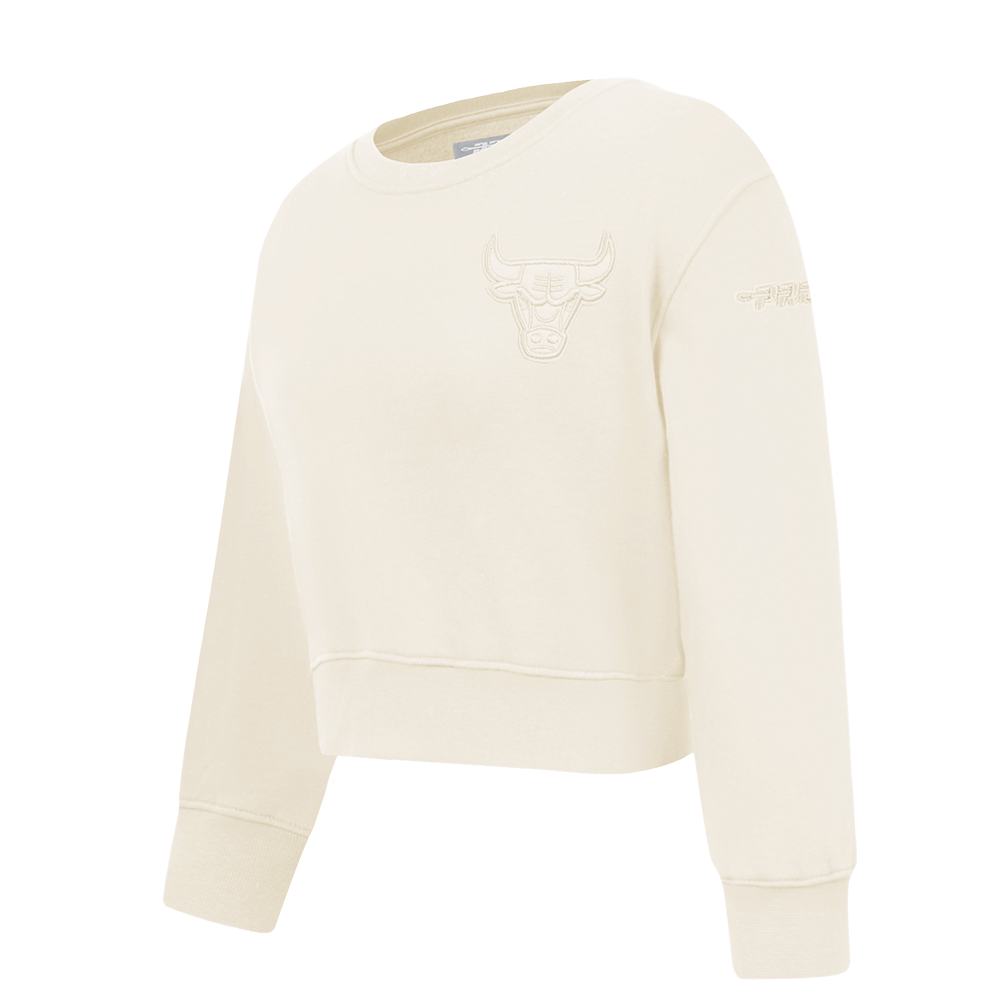 NBA CHICAGO BULLS NEUTRAL TODDLER GIRL'S FLEECE CREWNECK (EGGSHELL)