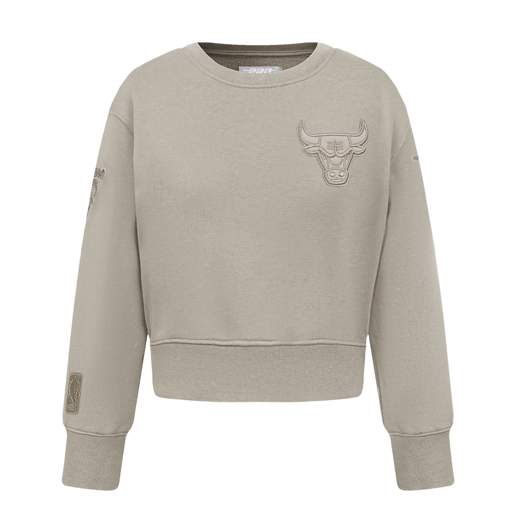 NBA CHICAGO BULLS NEUTRAL TODDLER GIRL'S FLEECE CREWNECK (TAUPE)