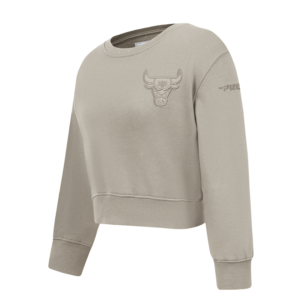 NBA CHICAGO BULLS NEUTRAL TODDLER GIRL'S FLEECE CREWNECK (TAUPE)