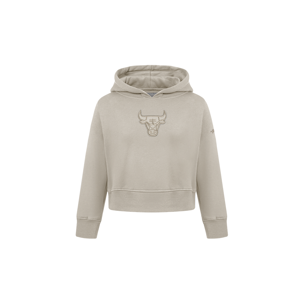 NBA CHICAGO BULLS NEUTRAL TODDLER GIRL'S FLEECE PULLOVER HOODIE (TAUPE)