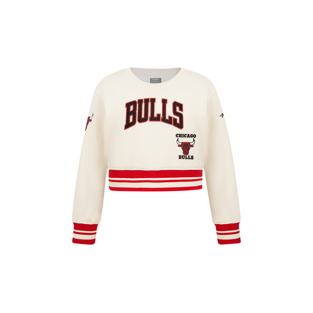 NBA CHICAGO BULLS RETRO CLASSIC CHANDAIL À COL ROND EN MOLLETON CÔTELÉ POUR FILLE BAMBIN (COQUILLE D'ŒUF/ROUGE)