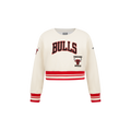 NBA CHICAGO BULLS RETRO CLASSIC CHANDAIL À COL ROND EN MOLLETON CÔTELÉ POUR FILLE BAMBIN (COQUILLE D'ŒUF/ROUGE)