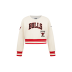 NBA CHICAGO BULLS RETRO CLASSIC CHANDAIL À COL ROND EN MOLLETON CÔTELÉ POUR FILLE BAMBIN (COQUILLE D'ŒUF/ROUGE)