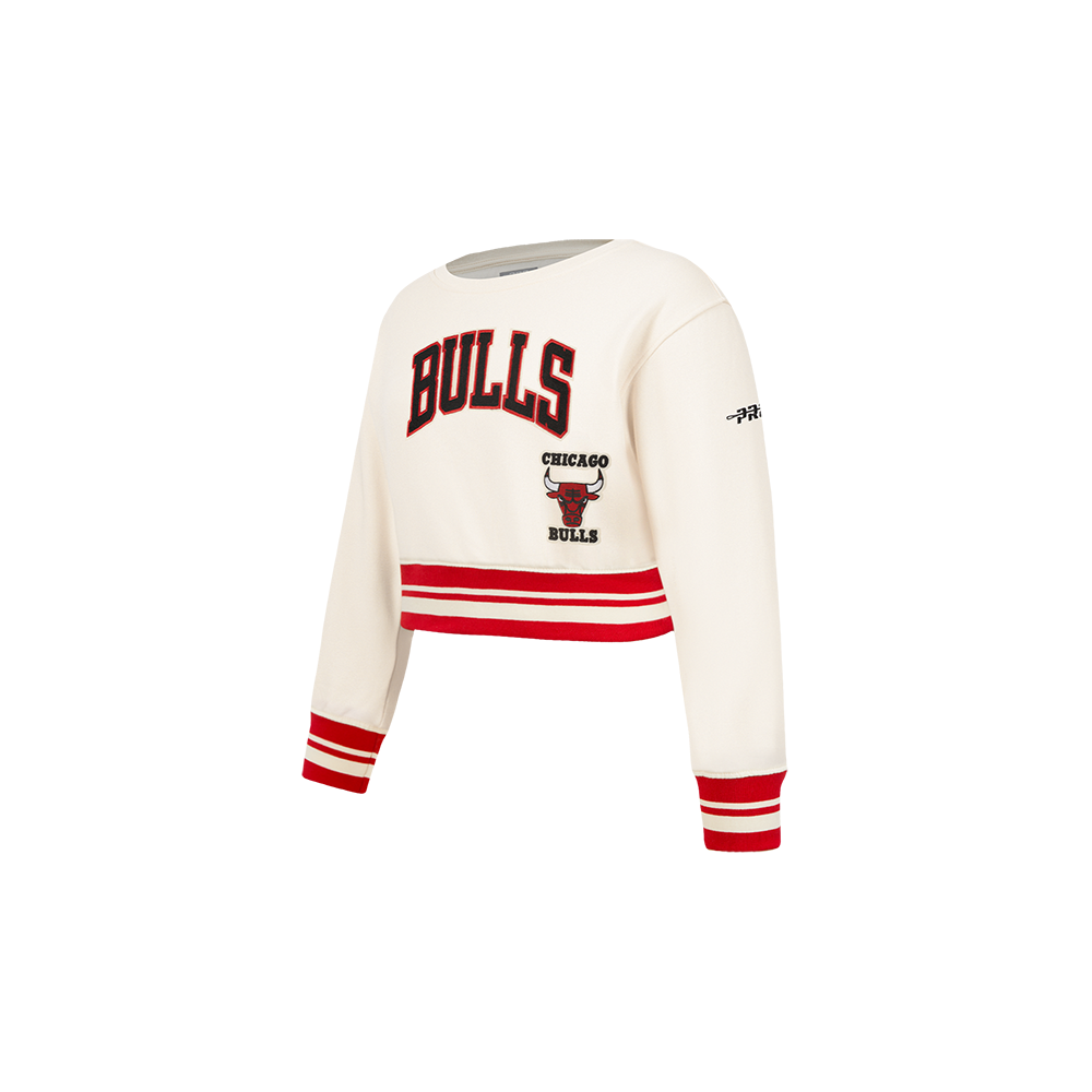 NBA CHICAGO BULLS RETRO CLASSIC CHANDAIL À COL ROND EN MOLLETON CÔTELÉ POUR FILLE BAMBIN (COQUILLE D'ŒUF/ROUGE)