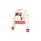 NBA CHICAGO BULLS RETRO CLASSIC CHANDAIL À COL ROND EN MOLLETON CÔTELÉ POUR FILLE BAMBIN (COQUILLE D'ŒUF/ROUGE)