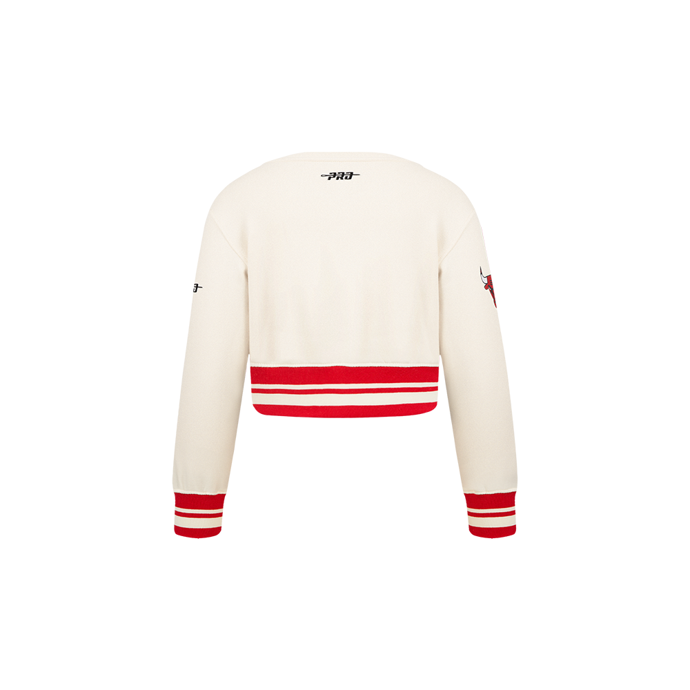 NBA CHICAGO BULLS RETRO CLASSIC CHANDAIL À COL ROND EN MOLLETON CÔTELÉ POUR FILLE BAMBIN (COQUILLE D'ŒUF/ROUGE)