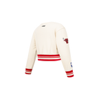 NBA CHICAGO BULLS RETRO CLASSIC CHANDAIL À COL ROND EN MOLLETON CÔTELÉ POUR FILLE BAMBIN (COQUILLE D'ŒUF/ROUGE)