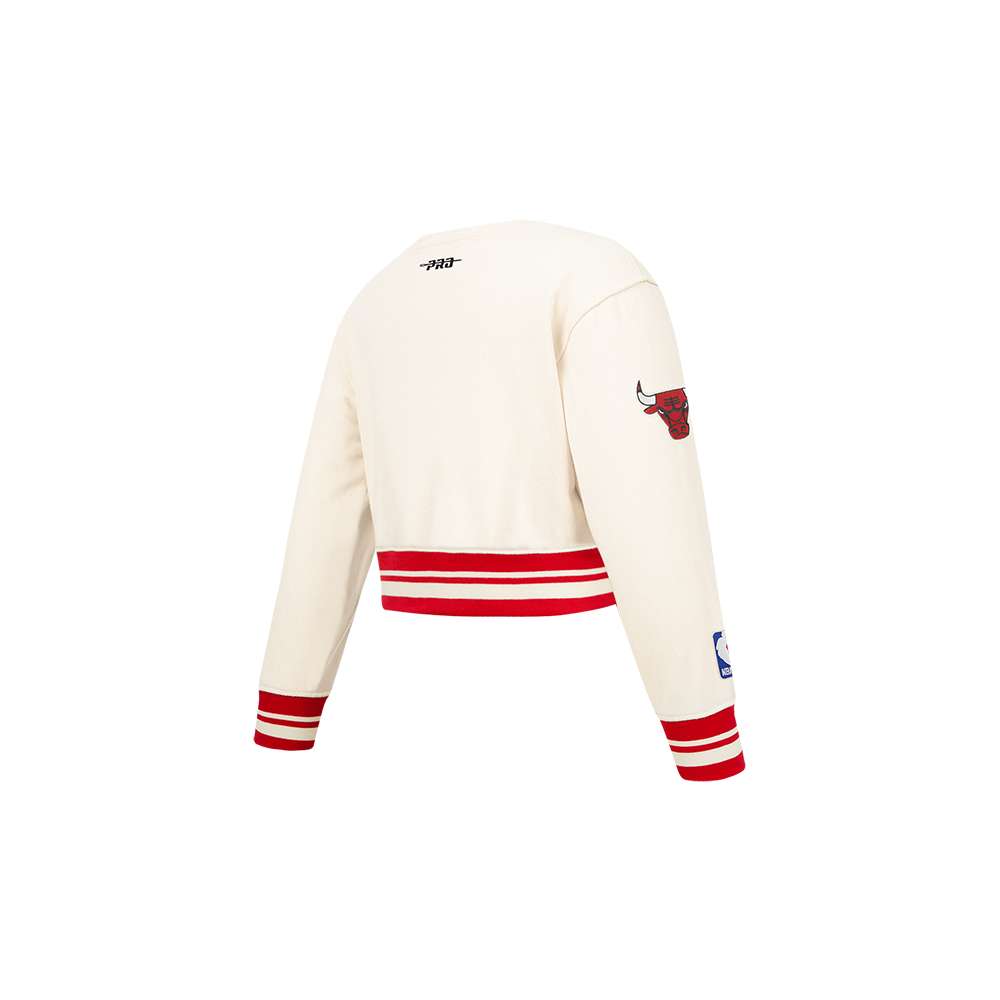 NBA CHICAGO BULLS RETRO CLASSIC CHANDAIL À COL ROND EN MOLLETON CÔTELÉ POUR FILLE BAMBIN (COQUILLE D'ŒUF/ROUGE)