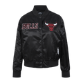 NBA CHICAGO BULLS GAME DAY CLASSICS WOMEN'S SATIN JACKET (BLACK)