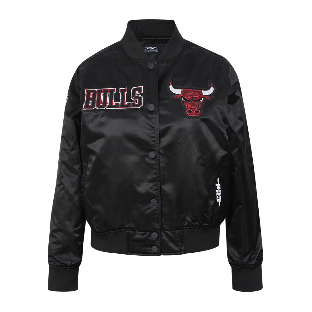 NBA CHICAGO BULLS GAME DAY CLASSICS WOMEN'S SATIN JACKET (BLACK)