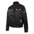 NBA CHICAGO BULLS GAME DAY CLASSICS WOMEN'S SATIN JACKET (BLACK)