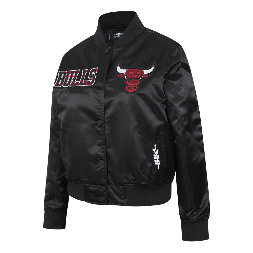 NBA CHICAGO BULLS GAME DAY CLASSICS WOMEN'S SATIN JACKET (BLACK)