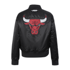 NBA CHICAGO BULLS GAME DAY CLASSICS WOMEN'S SATIN JACKET (BLACK)