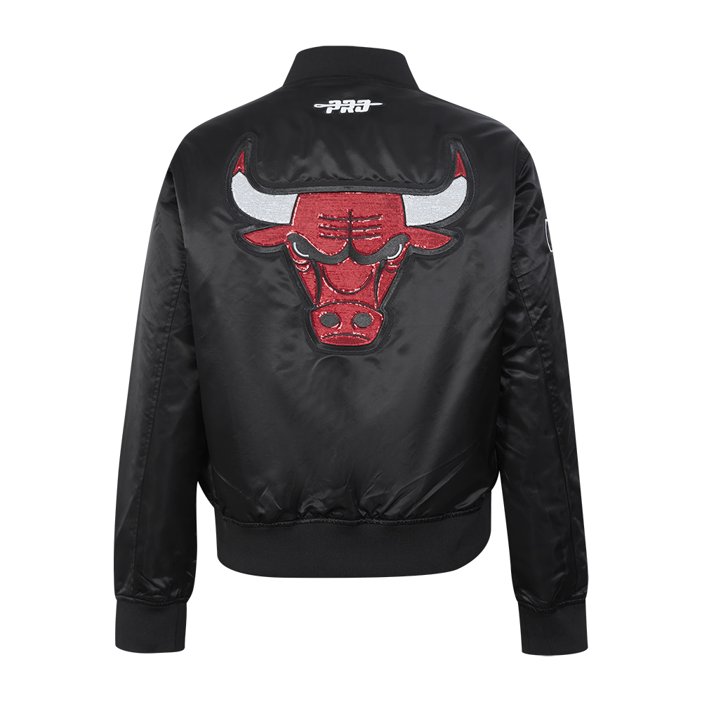 NBA CHICAGO BULLS GAME DAY CLASSICS WOMEN'S SATIN JACKET (BLACK)