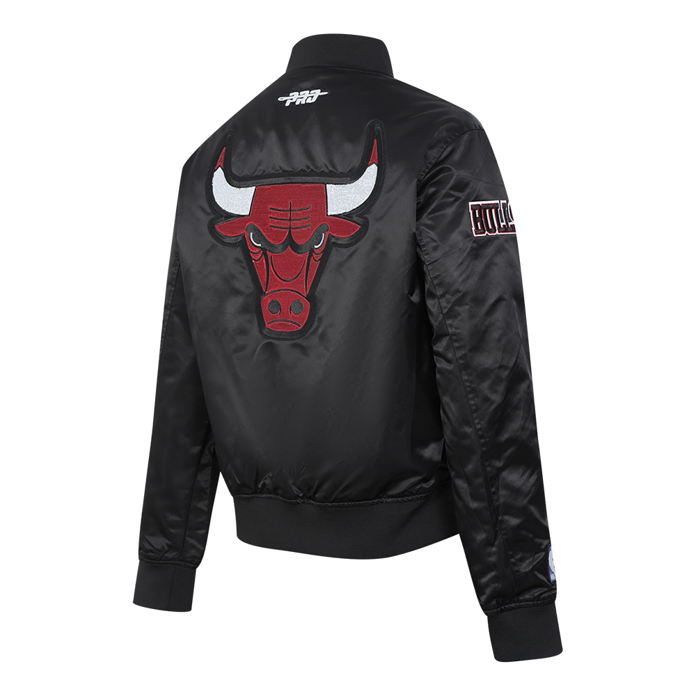 NBA CHICAGO BULLS GAME DAY CLASSICS WOMEN'S SATIN JACKET (BLACK)