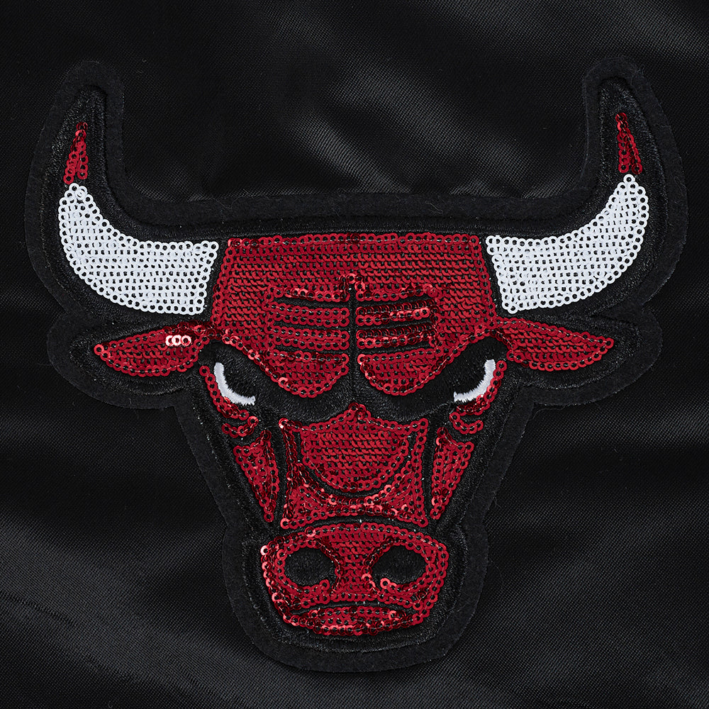NBA CHICAGO BULLS GAME DAY CLASSICS WOMEN'S SATIN JACKET (BLACK)