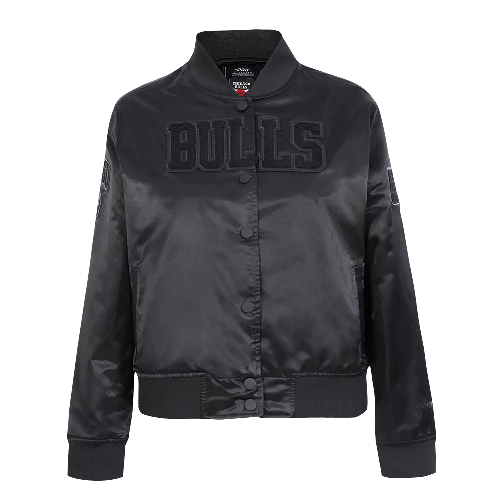 NBA CHICAGO BULLS TRIPLE BLACK BLOUSON EN SATIN POUR FEMME (TRIPLE NOIR)