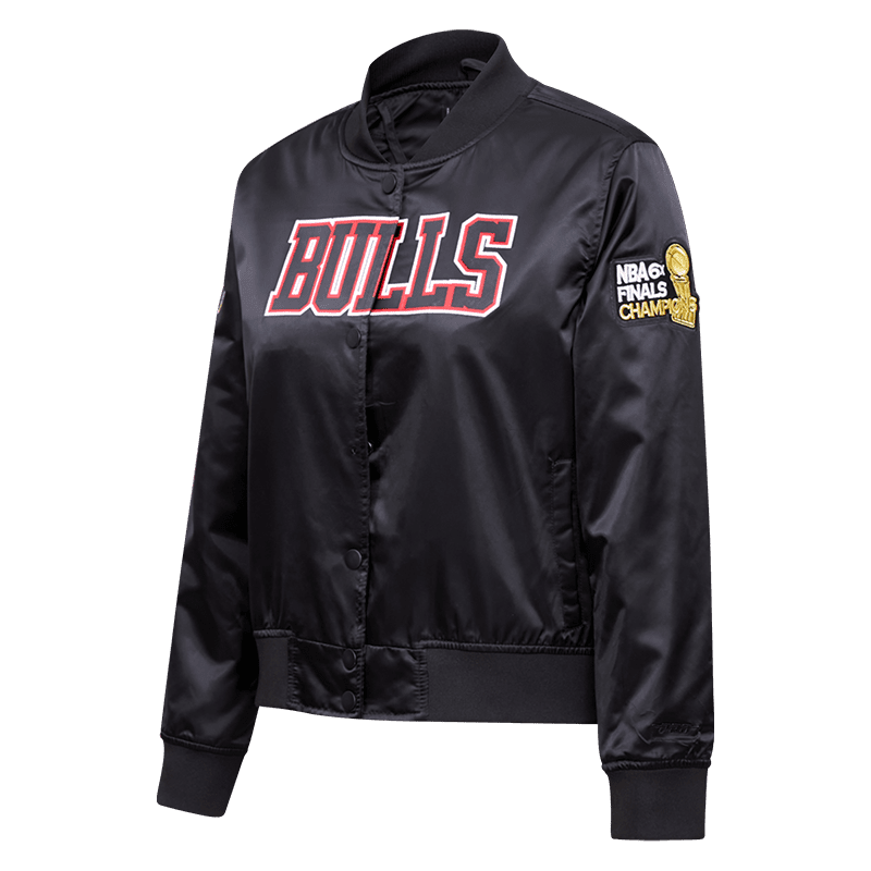 NBA CHICAGO BULLS CLASSIC WOMEN'S SATIN JACKET (BLACK)