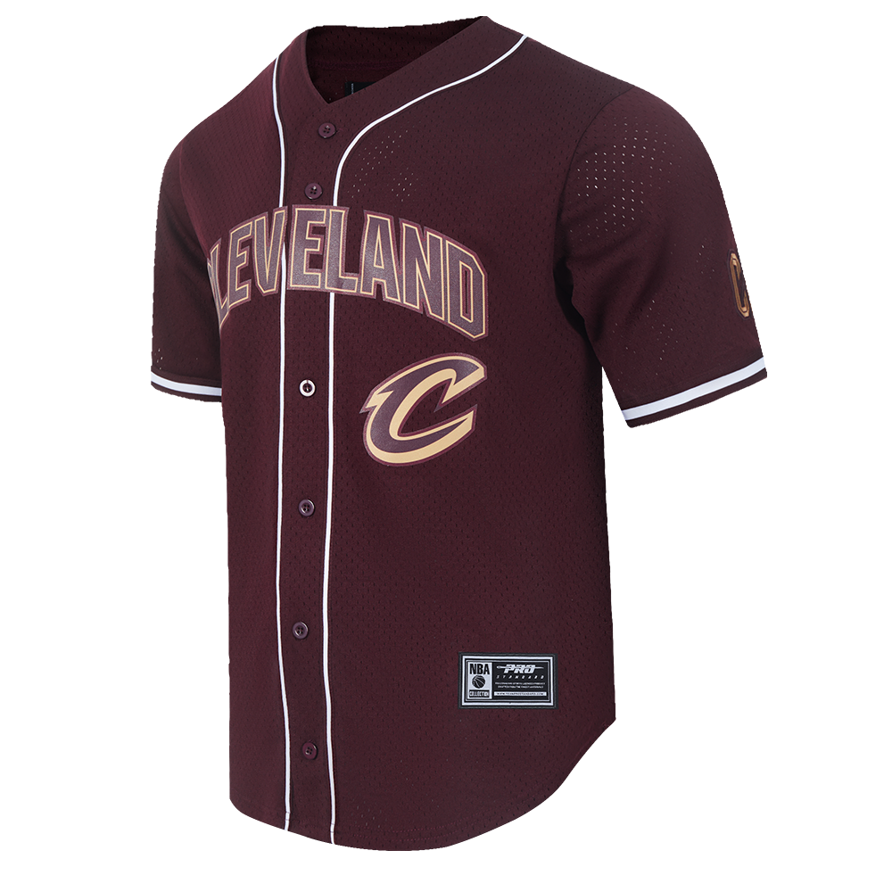 NBA CLEVELAND CAVALIERS CLASSIC MEN'S MESH BUTTON DOWN SHIRT (WINE)