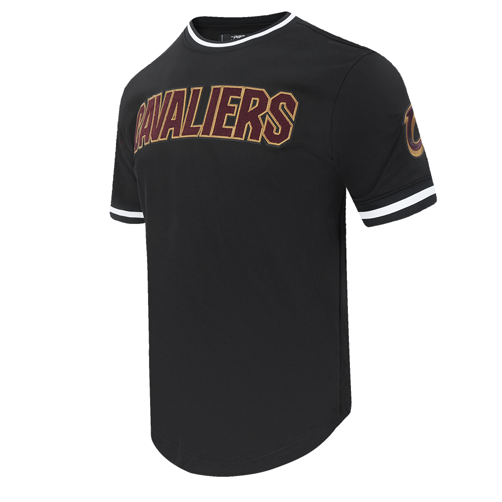 NBA CLEVELAND CAVALIERS CLASSIC CHENILLE MEN'S DOUBLE KNIT TEE (BLACK)